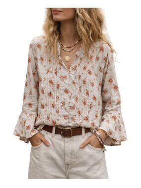 Roxy Floral Bell Sleeve Peplum Blouse
